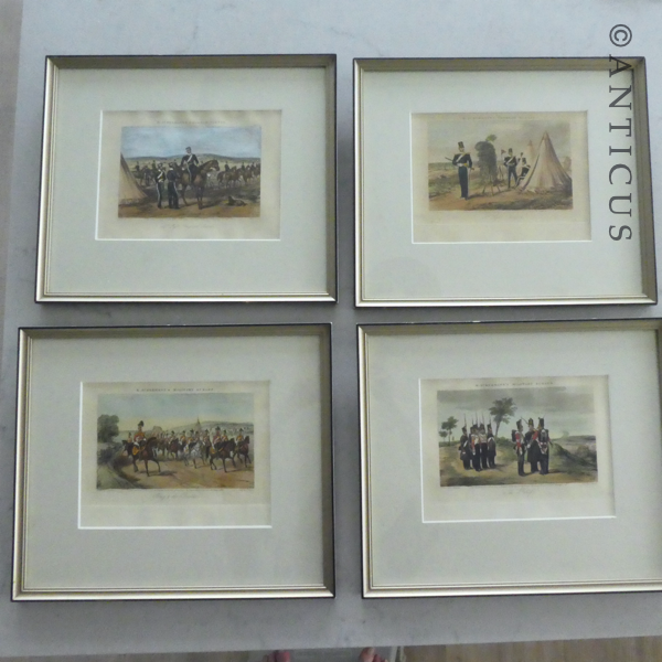 Four Victorian Coloured Military Engravings.
