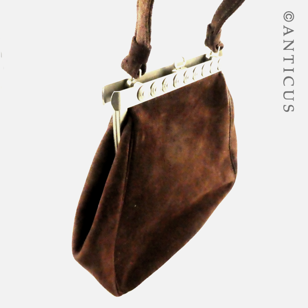 Vintage Handbag, Suede. Hermes Label?