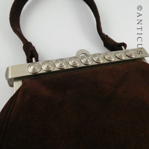 Vintage Handbag, Suede. Hermes Label?