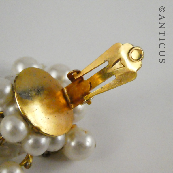 Clip Earrings, Bunch of Faux Pearl Drops.