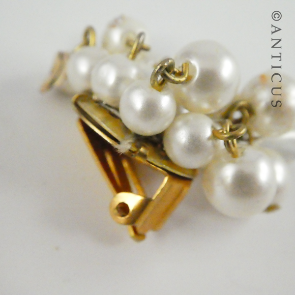 Clip Earrings, Bunch of Faux Pearl Drops.