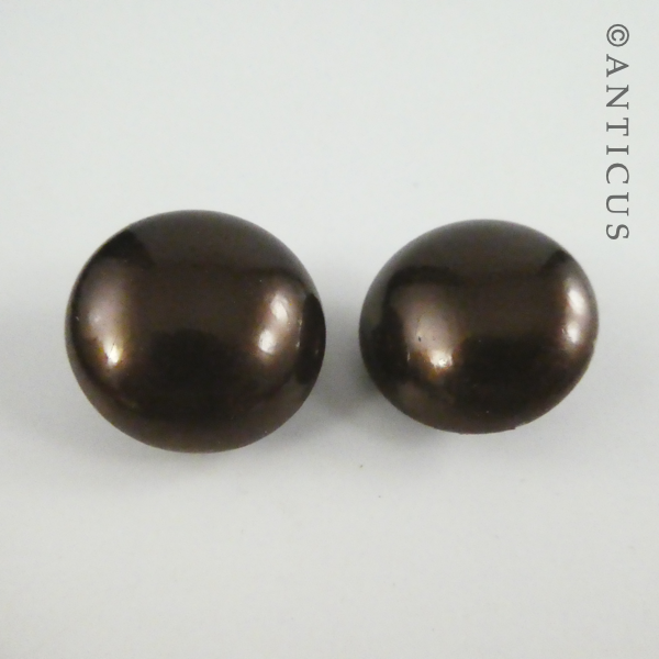 Vintage Clip Earrings, Round Domes.