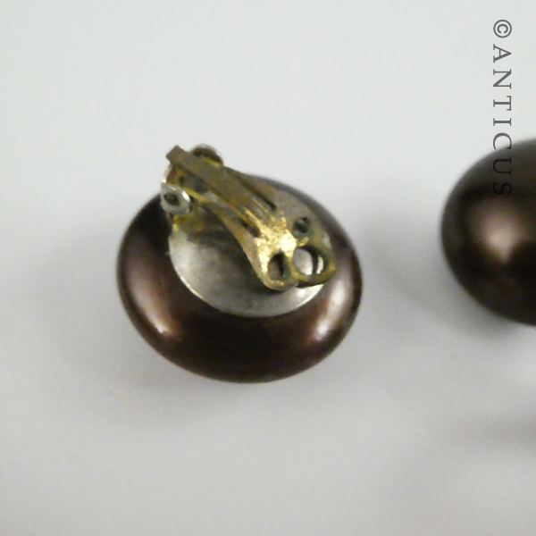 Vintage Clip Earrings, Round Domes.