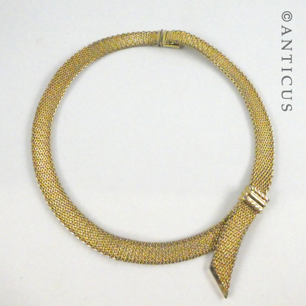 Vintage Gold Plate Mesh Necklace by Grosse.