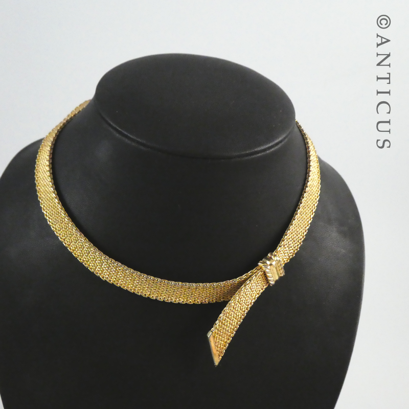 Vintage Gold Plate Mesh Necklace by Grosse.