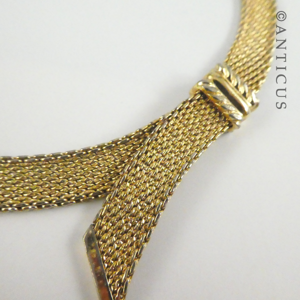 Vintage Gold Plate Mesh Necklace by Grosse.