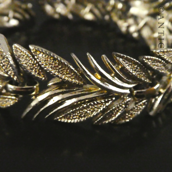 Costume Bracelet, Gold Plated Leaves Design.