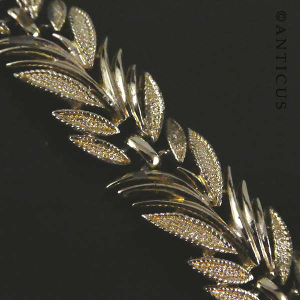 Costume Bracelet, Gold Plated Leaves Design.