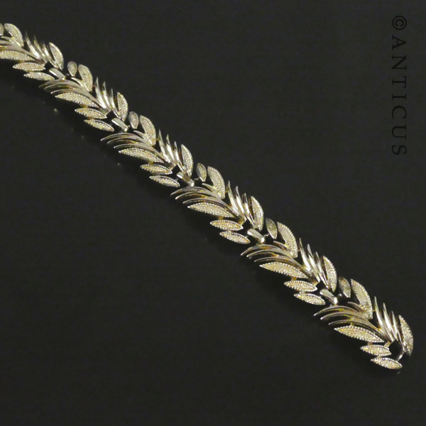 Costume Bracelet, Gold Plated Leaves Design.