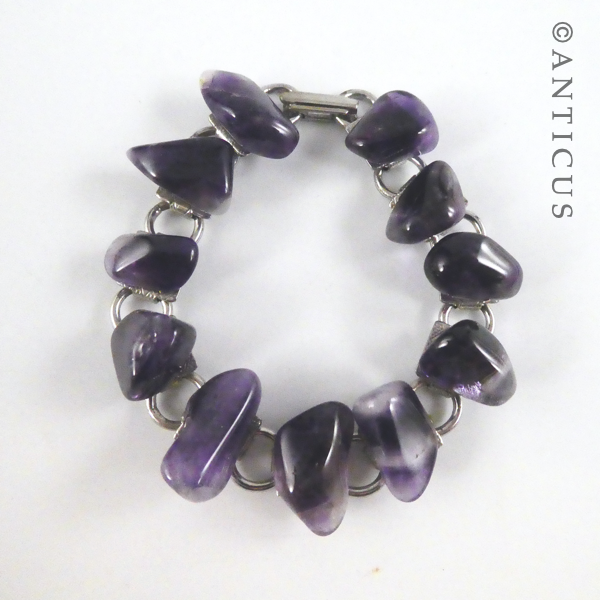 Vintage Amethyst Stones Bracelet and Earrings.