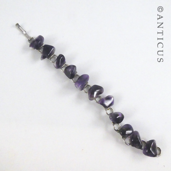 Vintage Amethyst Stones Bracelet and Earrings.