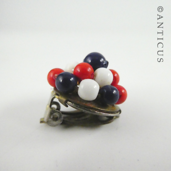 Red, White and Blue Vintage Clip Earrings.