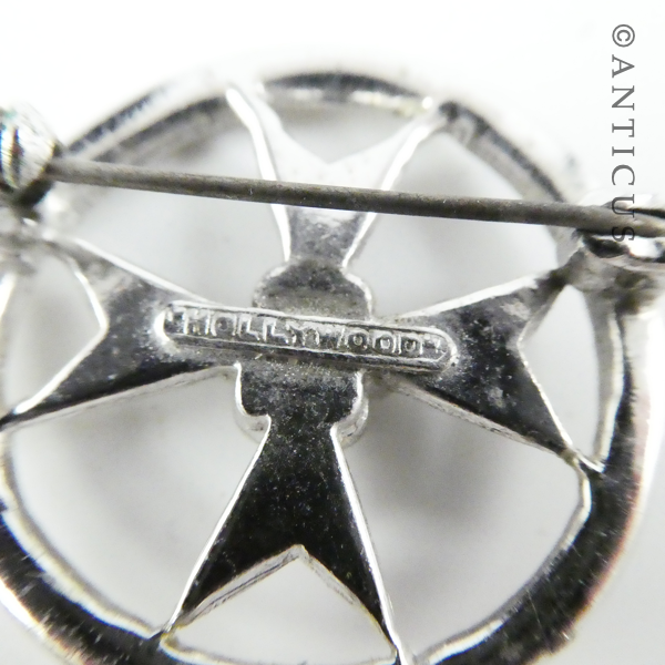 Marcasite Costume Brooch, Maltese Cross, signed.