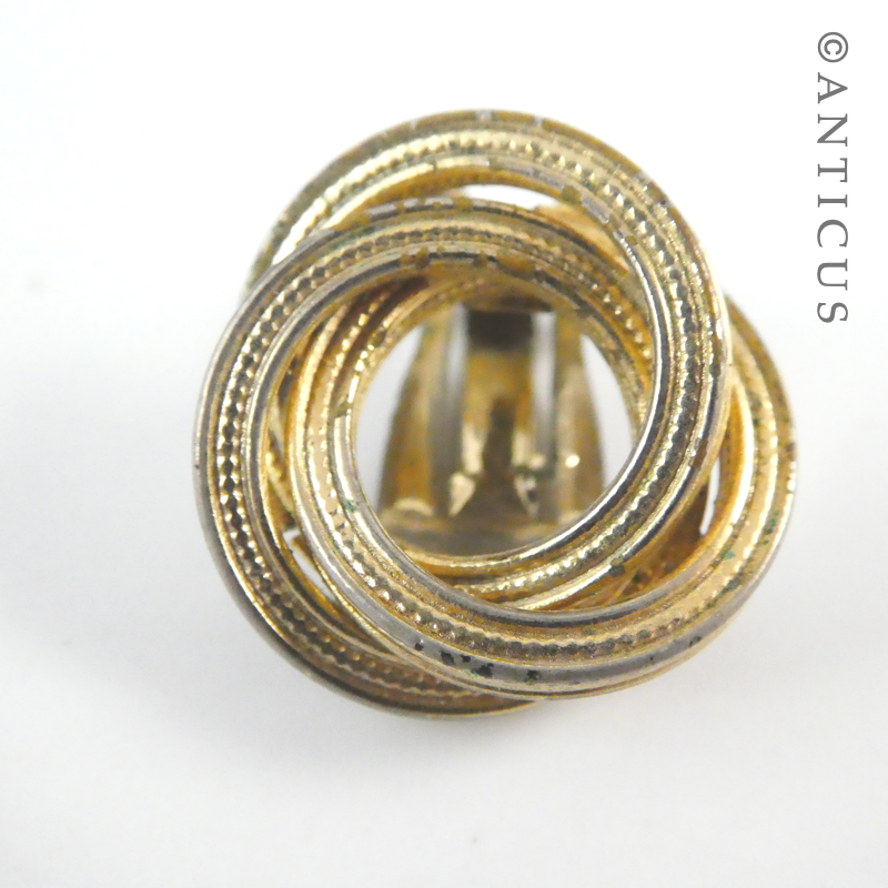 Gilded Metal Knot earrings, Clip-on Fittings.