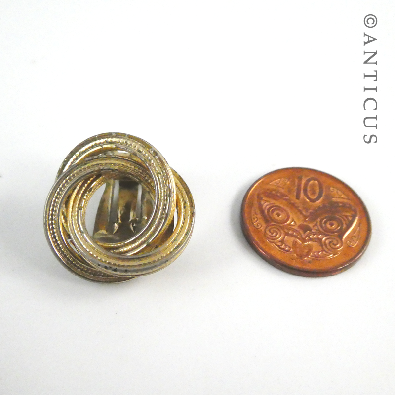 Gilded Metal Knot earrings, Clip-on Fittings.