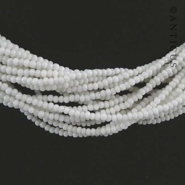 Vintage White Mini Bead, Multi-Strand Necklace.