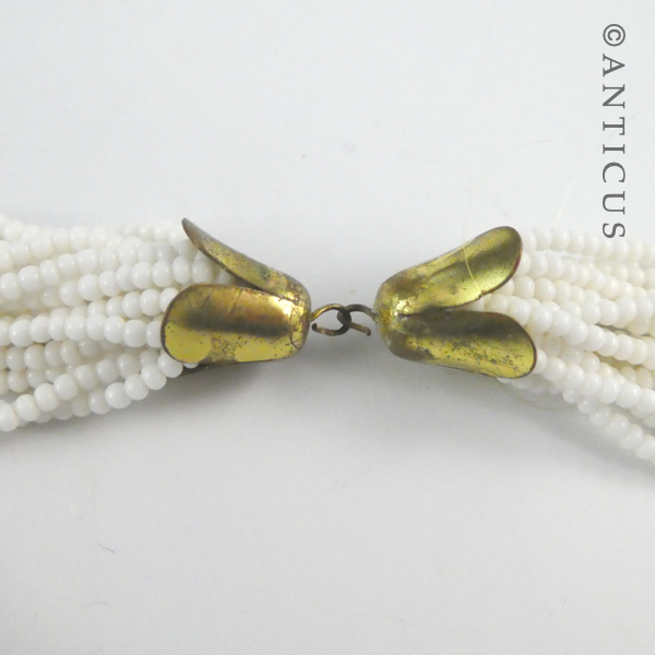 Vintage White Mini Bead, Multi-Strand Necklace.