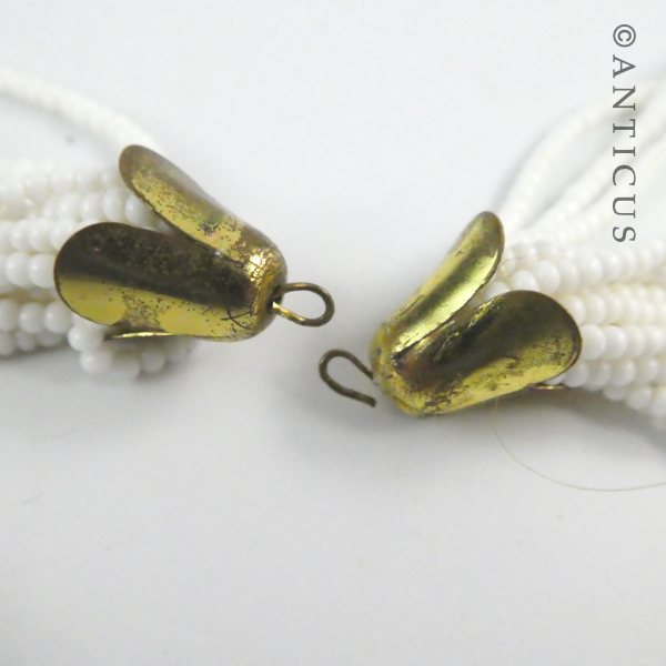 Vintage White Mini Bead, Multi-Strand Necklace.