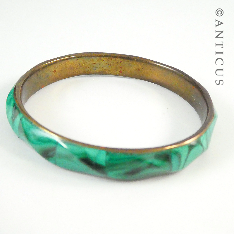 Green Malachite Bangle, Vintage.