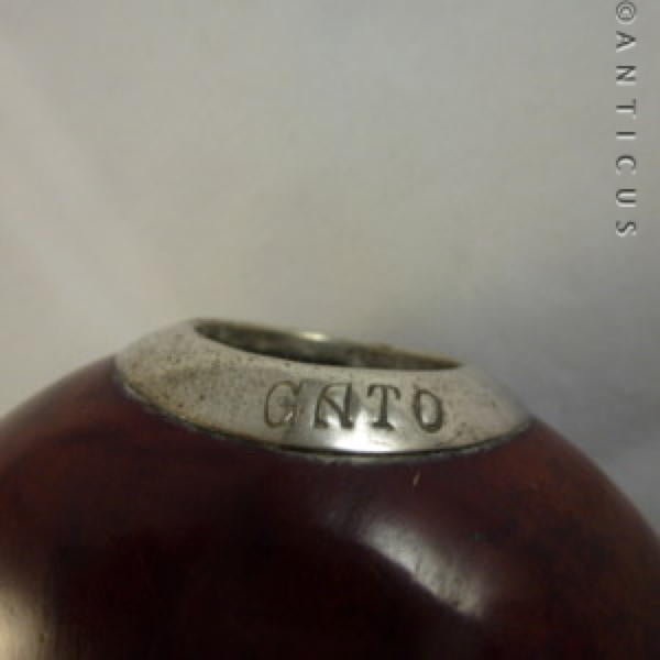 Silver Rimmed Tea Caddy made from Nut.