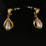 Costume Earrings, Gold Plate and Faux Pearl.