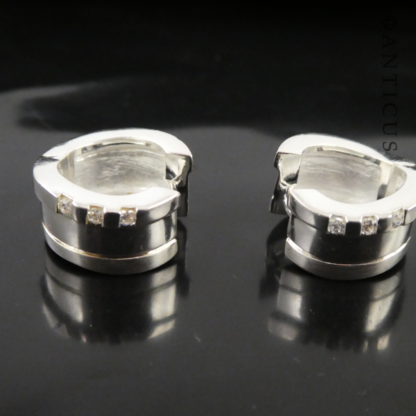 Sterling Silver Small Hoop Earrings with CZs