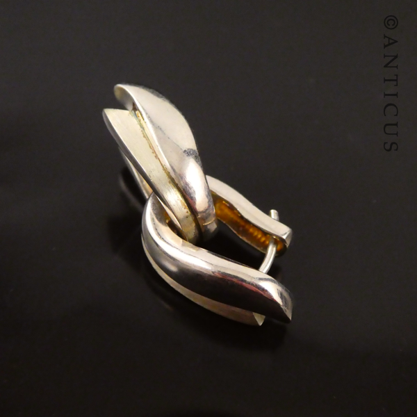 Two Tone Sterling Silver Leaf Earrings.