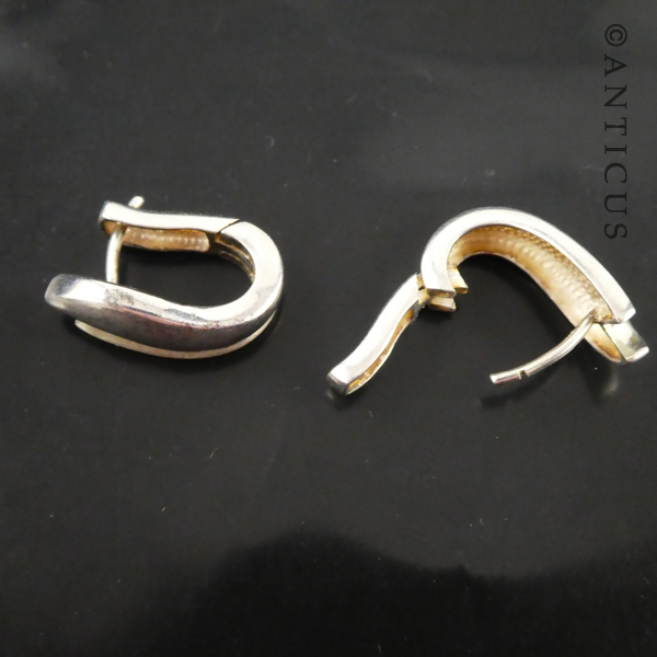 Two Tone Sterling Silver Leaf Earrings.