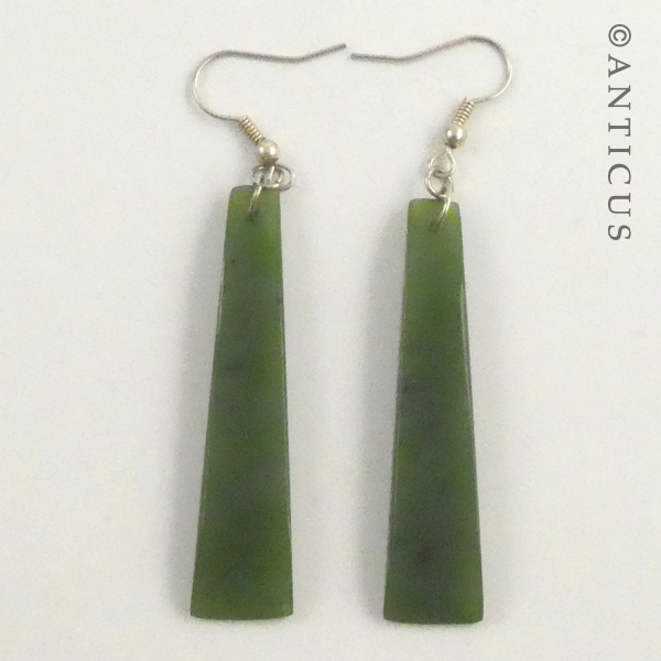 Greenstone Jade Drop Earrings,Toki Design.