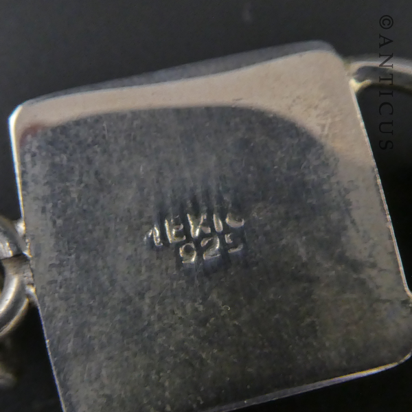 Mexican Silver and Blue Enamel Link Bracelet.