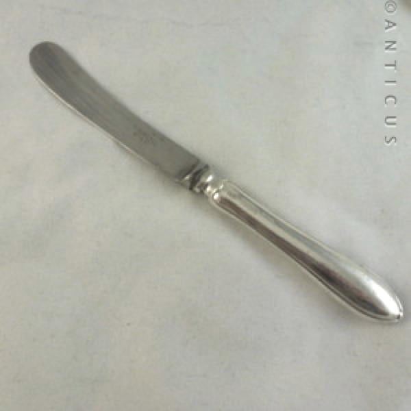 Set of 6 Tea Knives, or Pate Knives, Silver Handles.