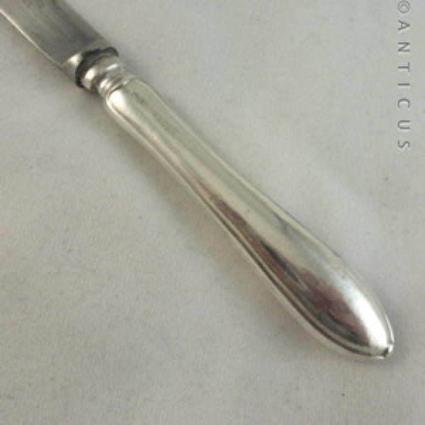 Set of 6 Tea Knives, or Pate Knives, Silver Handles.