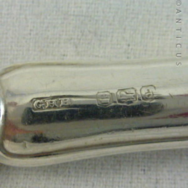 Set of 6 Tea Knives, or Pate Knives, Silver Handles.