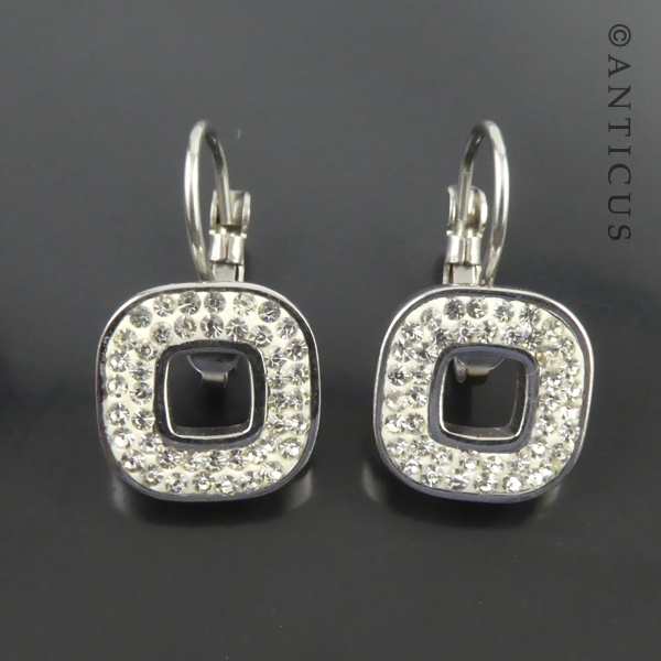 Zirconia Square Drop Earrings.