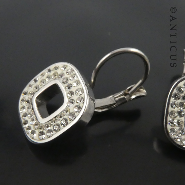 Zirconia Square Drop Earrings.