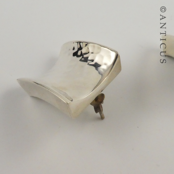 Hammered Silver Panel Earrings.