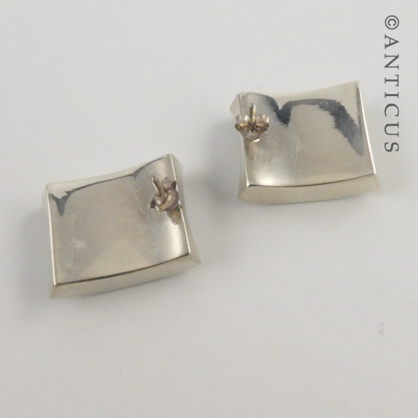 Hammered Silver Panel Earrings.