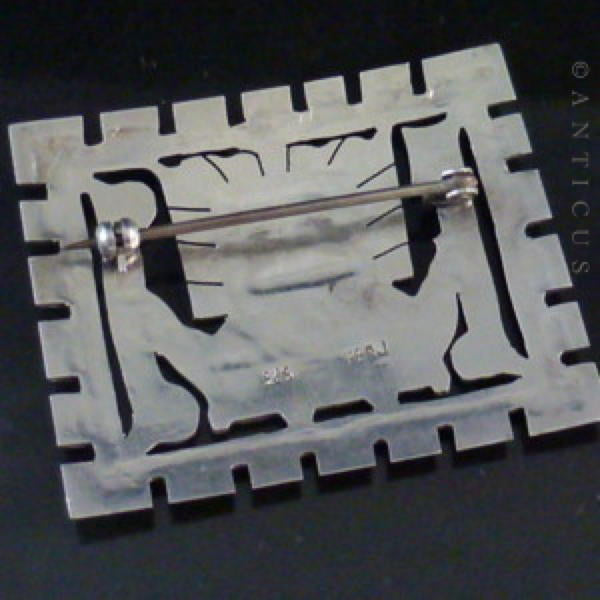 Sterling Silver Large Peruvian Inca Brooch.