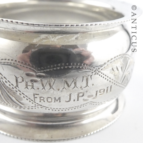 Sterling Silver Napkin Ring, 1909.