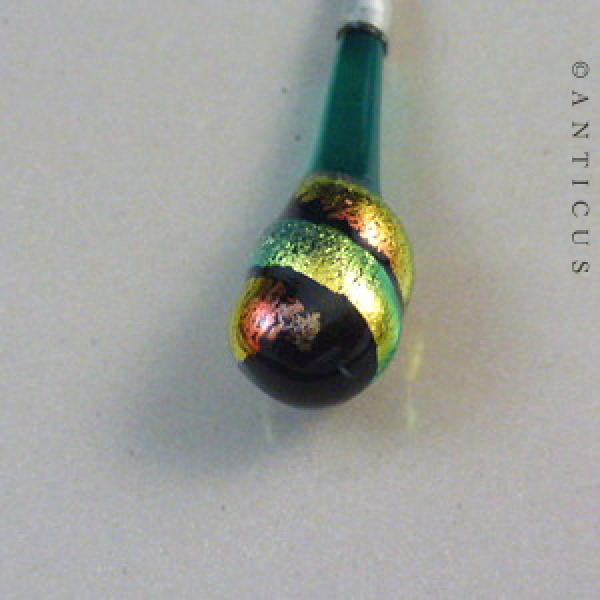 Dichroic Glass and Silver Asymetrical Earrings.