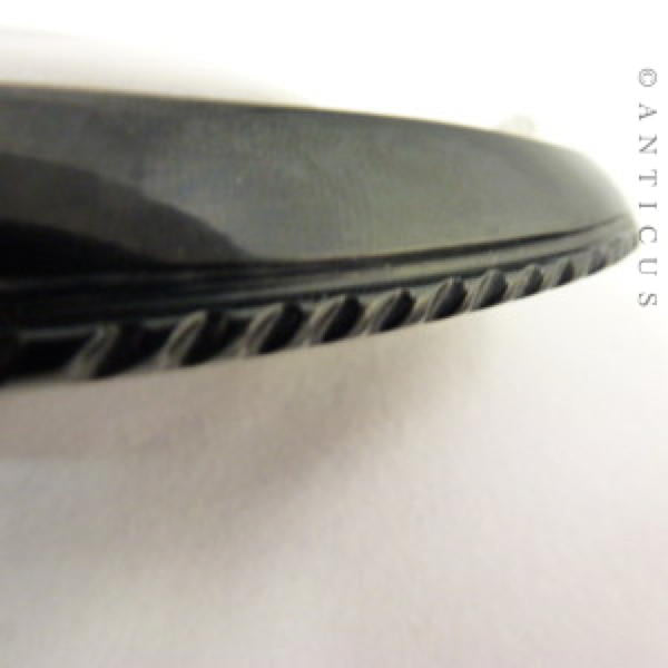 Painted Portrait Pendant, Large English Jet Mount.