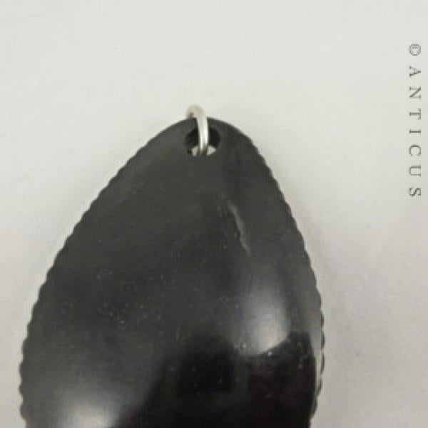 Painted Portrait Pendant, Large English Jet Mount.