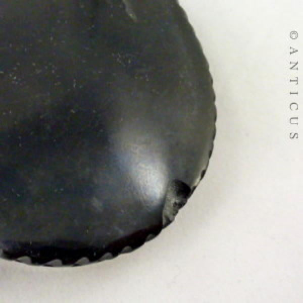 Painted Portrait Pendant, Large English Jet Mount.