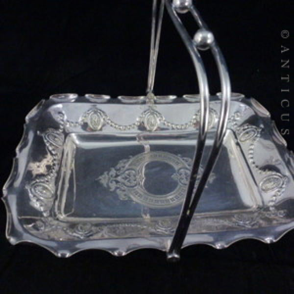 Silver Plate Bread or Cake Basket, Victorian.