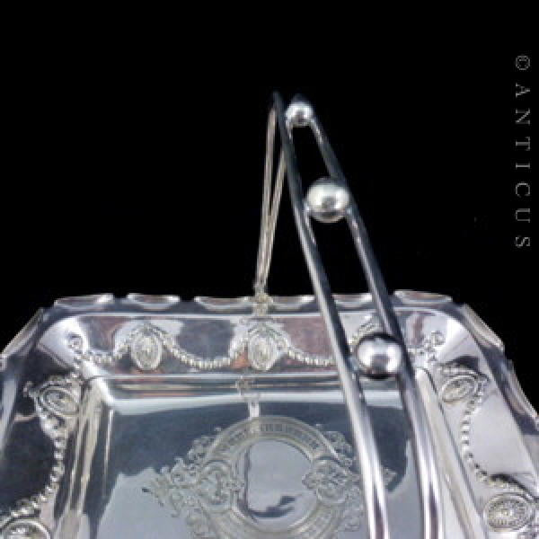Silver Plate Bread or Cake Basket, Victorian.