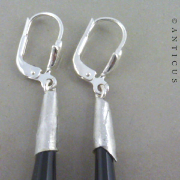 Handmade Dichroic Glass and Silver Drop Earrings.