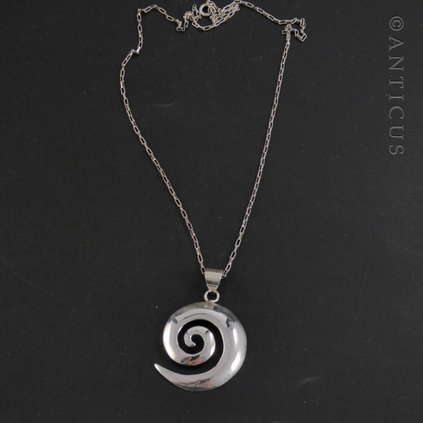 Sterling Silver Koru Pendant on Silver Chain.