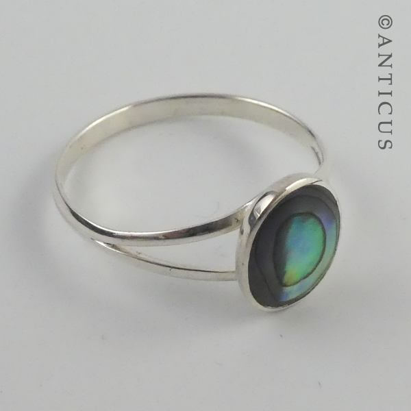 Silver and Paua Shell Ring.