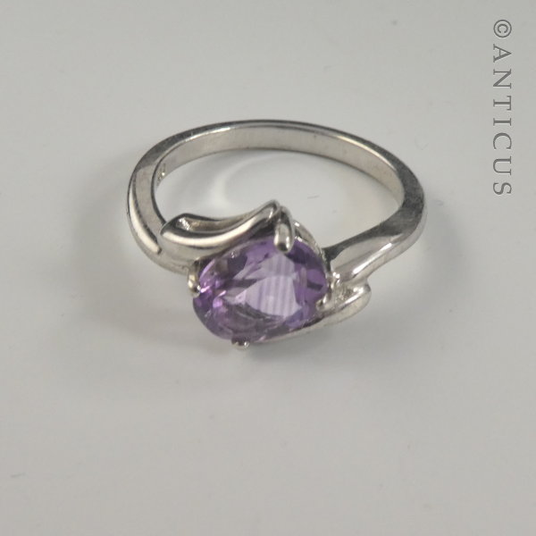 Silver and Amethyst Cross-Over Ring.