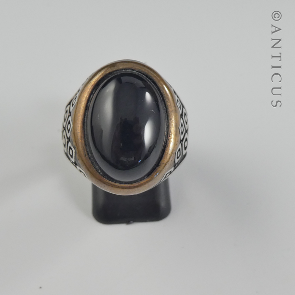 Man's Ring, Silver with Black Onyx Stone.